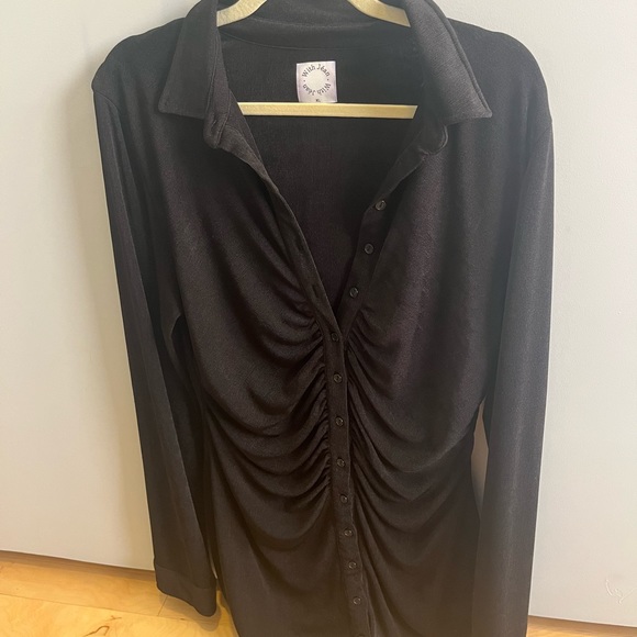 With Jean black long sleeve ruched cocktail dress - Picture 3 of 4